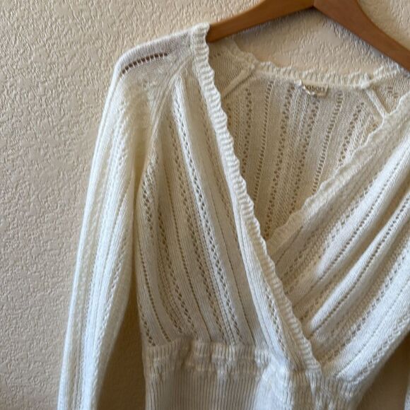 Season Ecru Sweater Knit Faux Wrap Sweater S/M - Picture 6 of 17